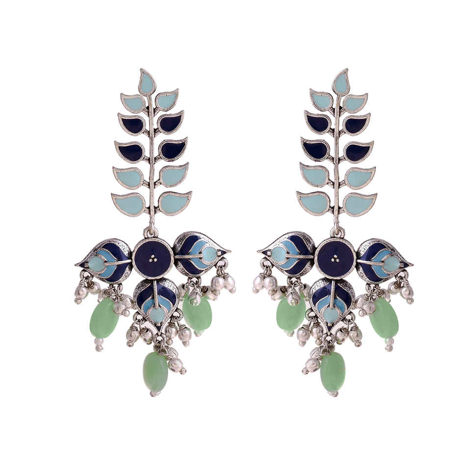 Voylla Bagh E Fiza Leaves Long Drop Earrings