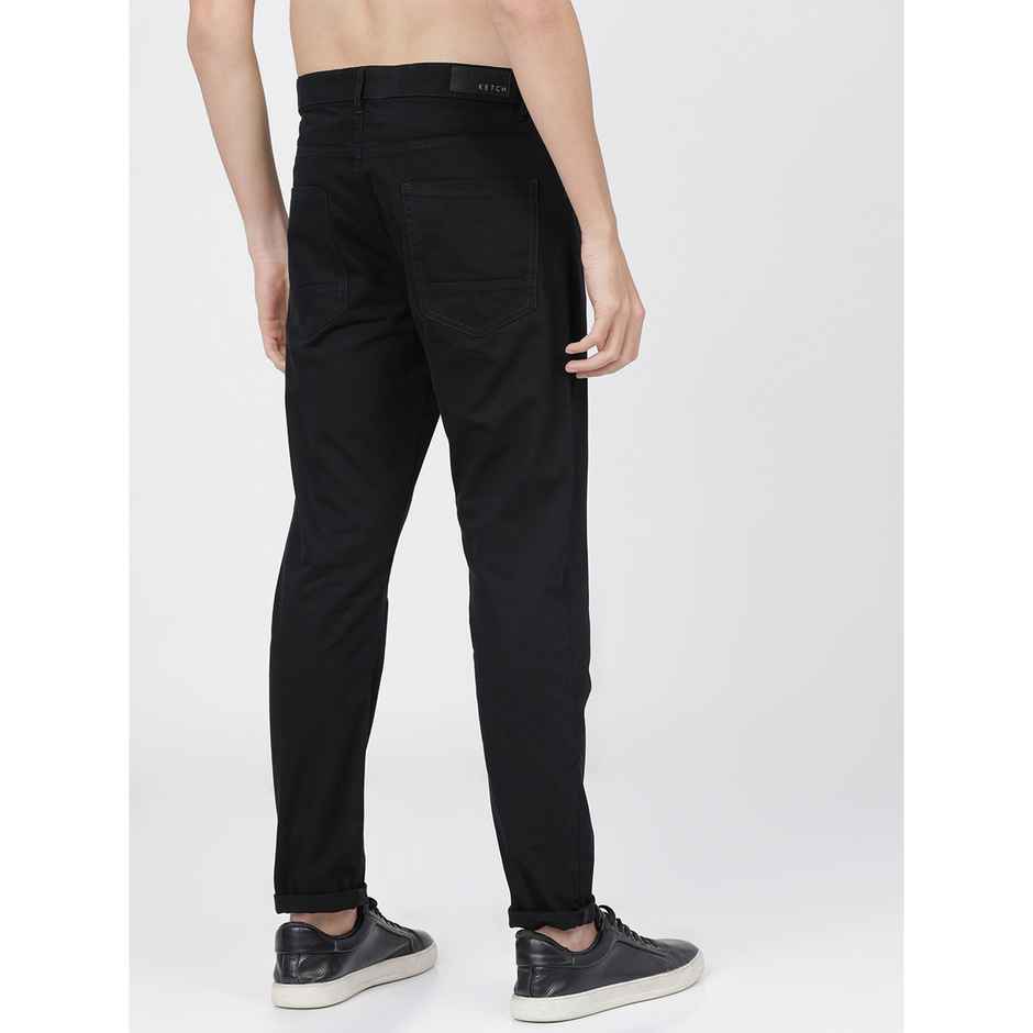 Ketch Men Black Tapered Fit Cotton Chinos | Black | 36