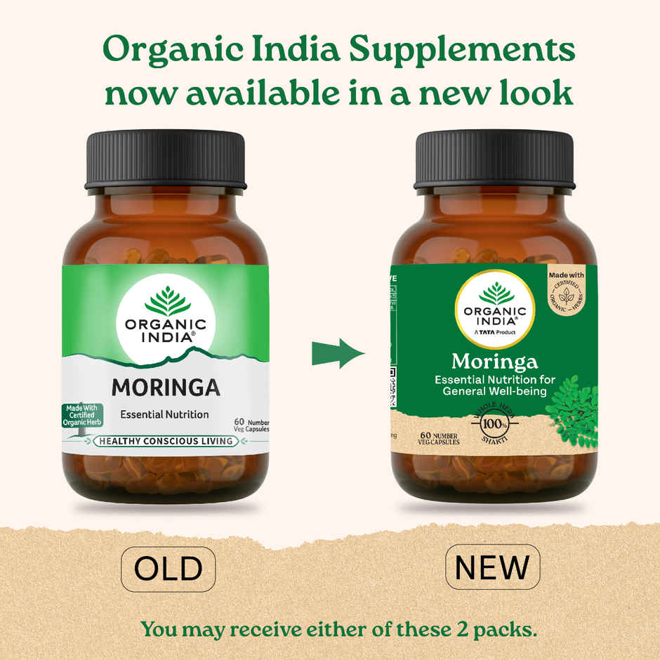 A TATA Product - Organic India Moringa Capsules - 60 Veg Caps, Essential Nutrition Superfood