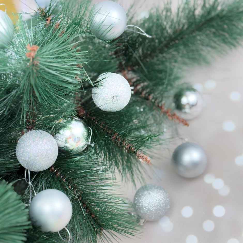 4 cm | 12 pcs Christmas Glitter Matt Shiny Balls Pvc Box Silver | Gullak