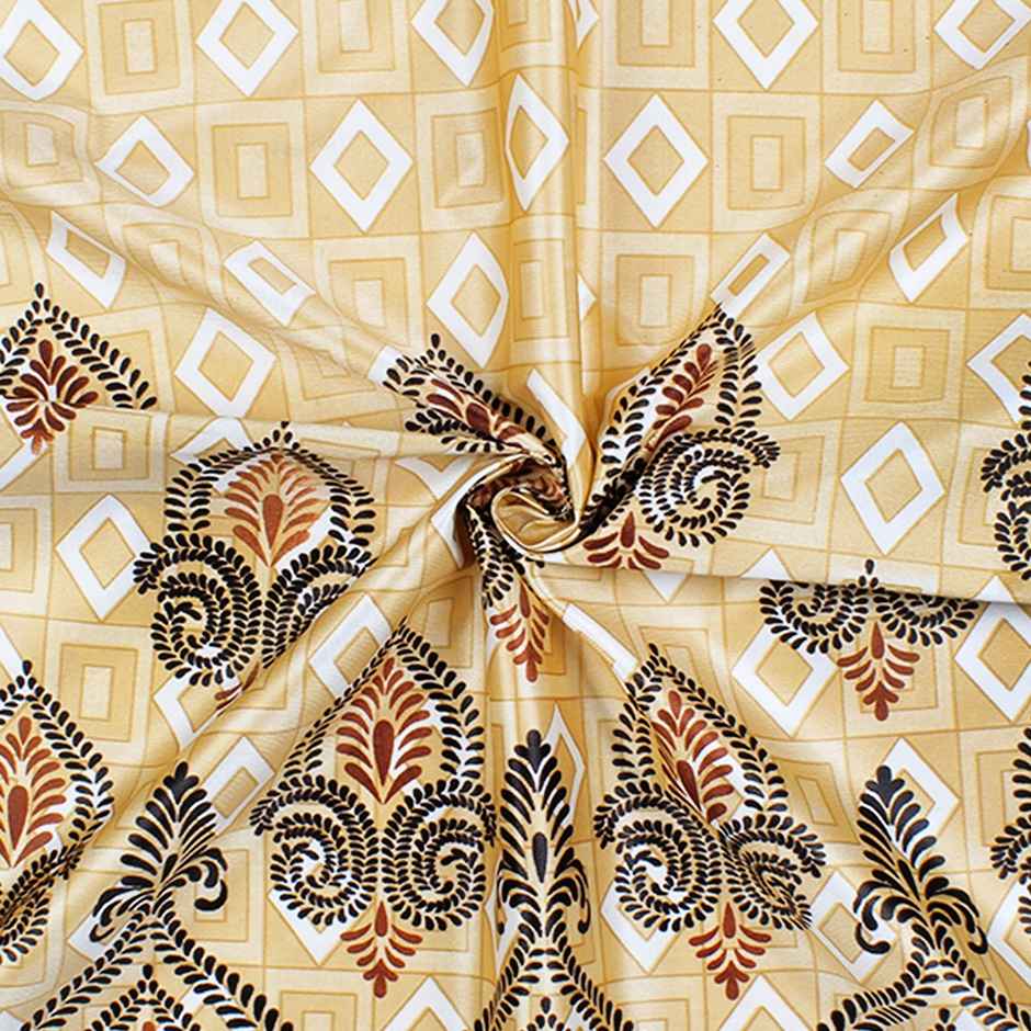 Story@Home 200 GSM Polyester Ethnic 2 Piece Window Curtain | Dark Brown & Ivory