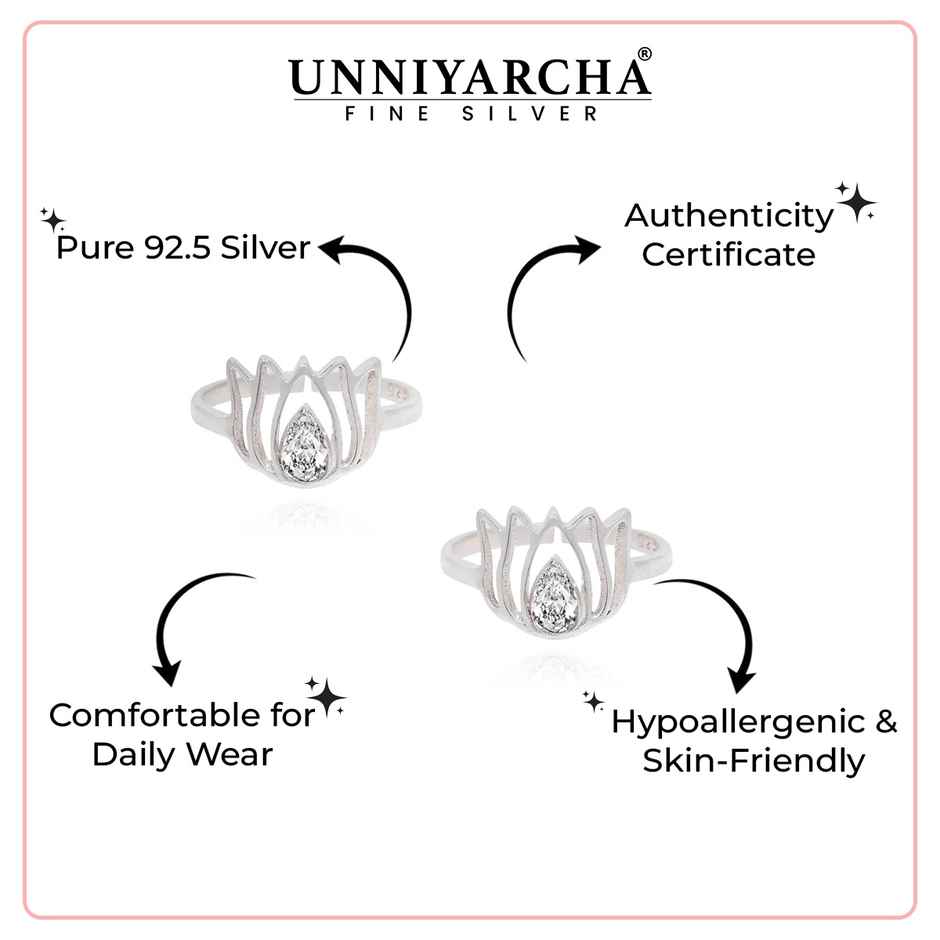 Unniyarcha 925 Sterling Silver Lotus Toe Ring
