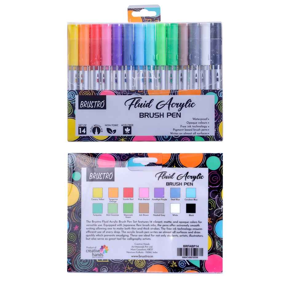 Brustro Fluid Acrylic Brush Pen Set Of 14