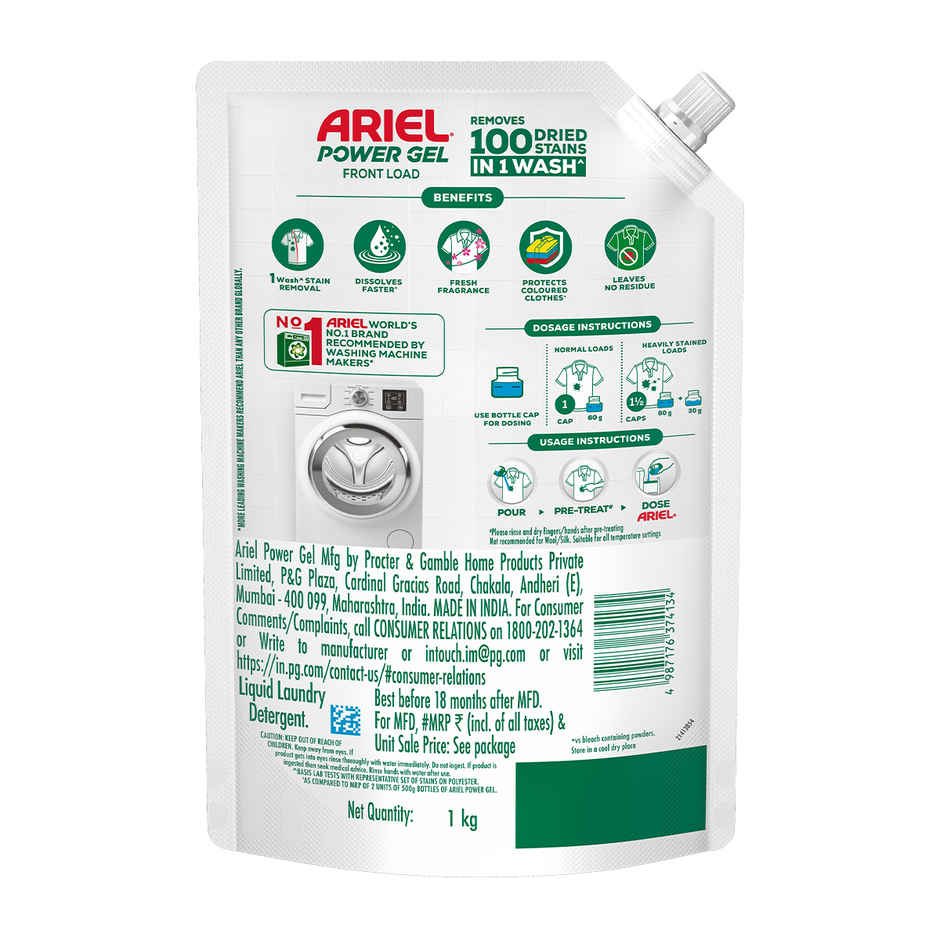 Ariel Power Gel Liquid Detergent for Front load washing machine