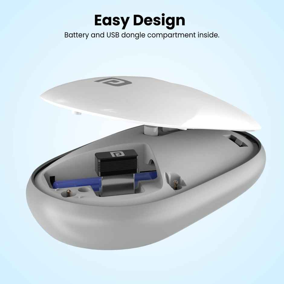 Portronics Toad II Bluetooth Mouse, with Bluetooth 5.0 & 2.4 Ghz Dual Wireless Connectivity, Rechargeable Battery, Adjustable DPI up to 1600 Compatible with Laptop, MacBook, PC - Grey