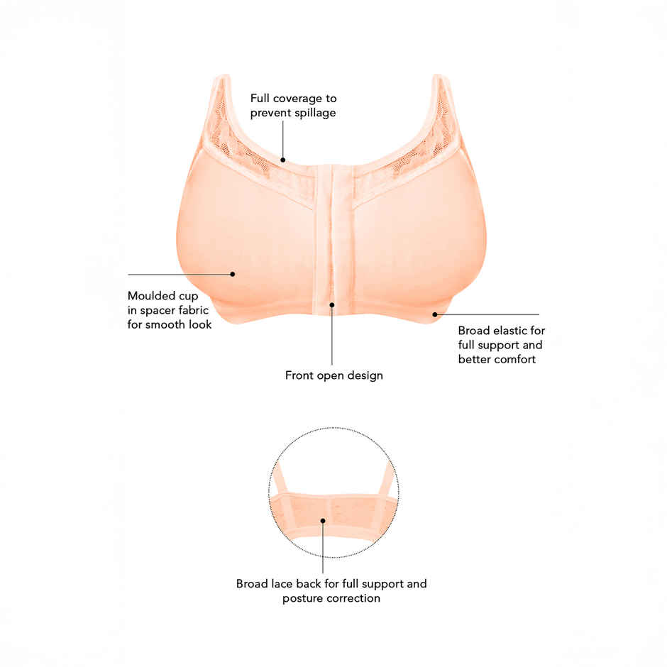 Clovia Women Non-Padded Non-Wired Spacer Cup Front Open Figure Bra - Cotton Rich | Purple | 34C