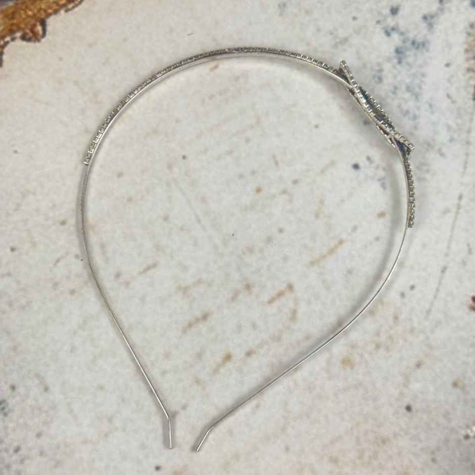 The Opal Factory Hair Accessories | Diamante Bow Hairband for Girls | 1 Pc | Silver