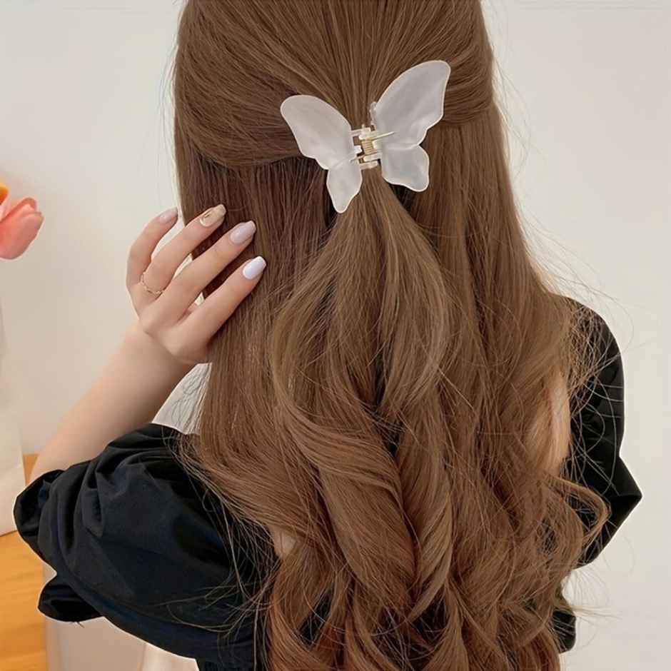 Chronex 2 Pcs Acrylic Frosted Butterfly Hair Claw Clips - Cute Butterfly Claw Hair Clips | Assorted