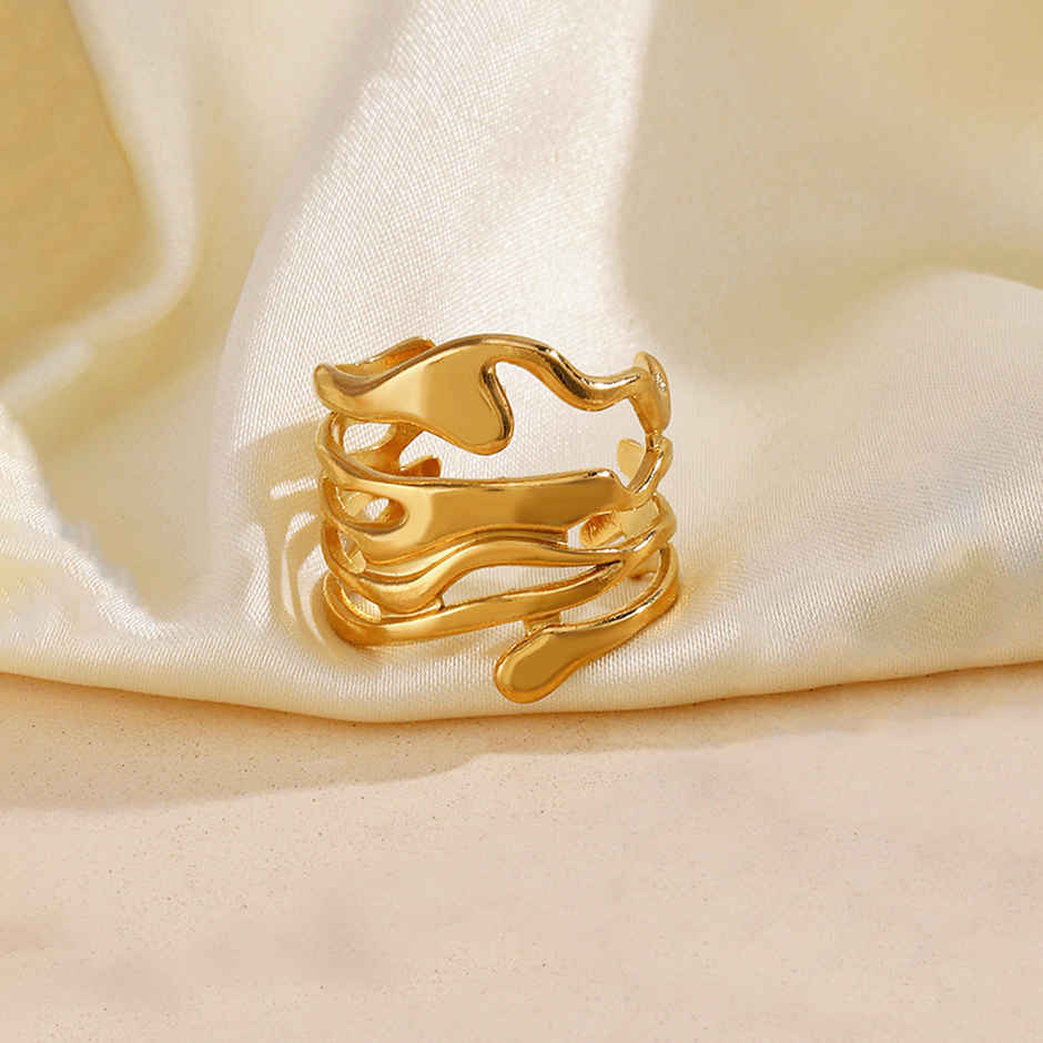 Label She Gold Plated Anti Tarnish Stainless Steel Adjustable Ring | LS-RNG-72163