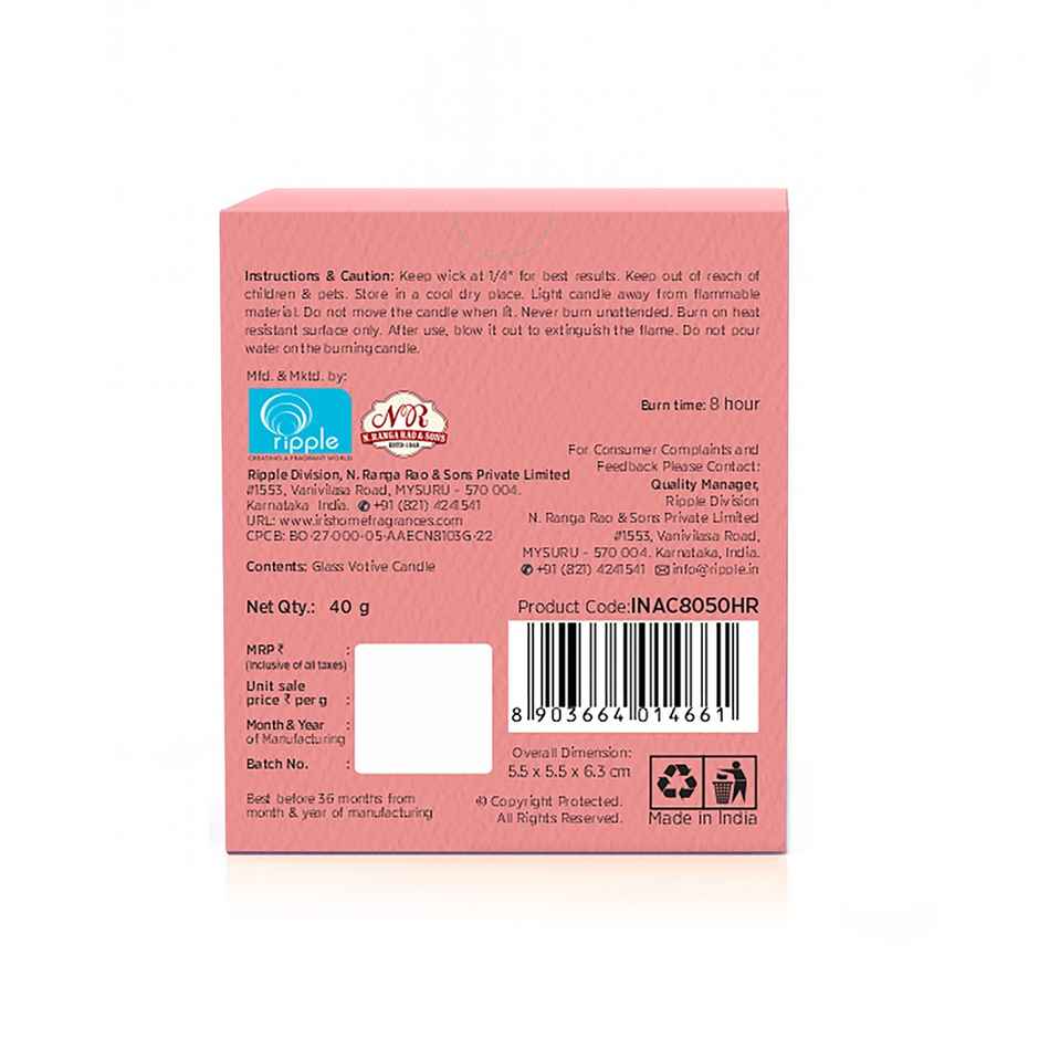 Happy Raspberry Frosted Shot Glass Votive Scented Candle | 8 Hours Burn Time | Home Decor | IRIS