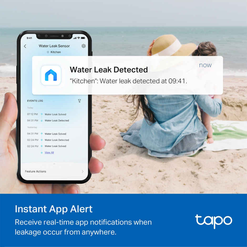 TP-Link Tapo T300 Smart Water 24/7 Drip & Leak Alert Sensor, 90dB Alarm,IP67 Waterproof, Hub Required