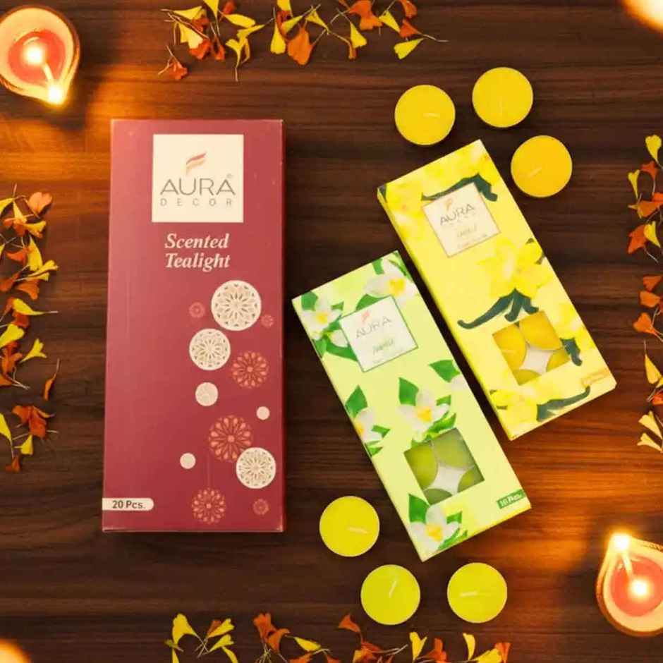 Scented Tea Light Candles | Jasmine & Vanilla | 20 Pcs | Auradecor