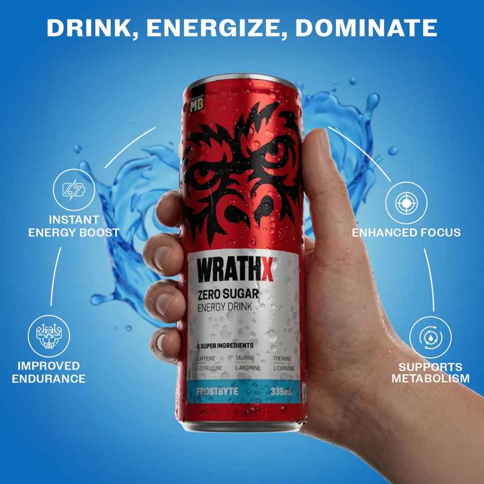 MuscleBlaze Wrathx Zero Sugar Energy Drink Frostbyte