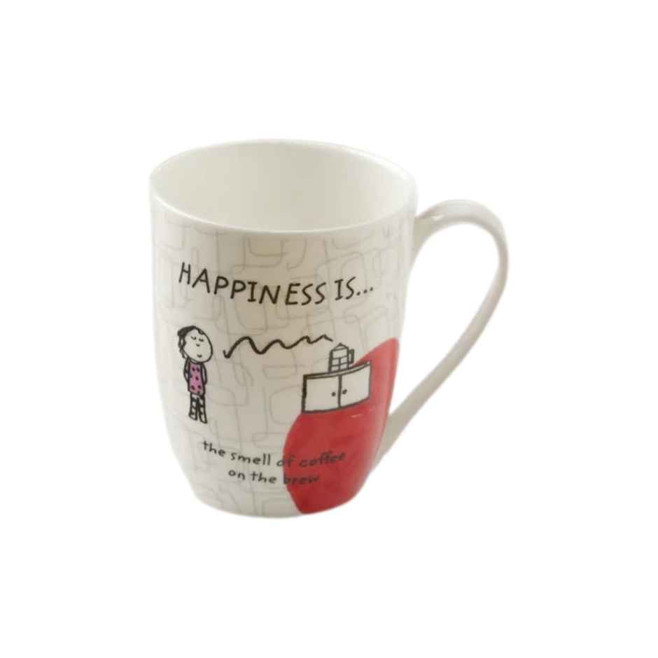 Clay Craft Fine Ceramic Oxford Mug Coffee and Milk Mugs | 300 ml | 4 Pcs | Ideal For Gifting