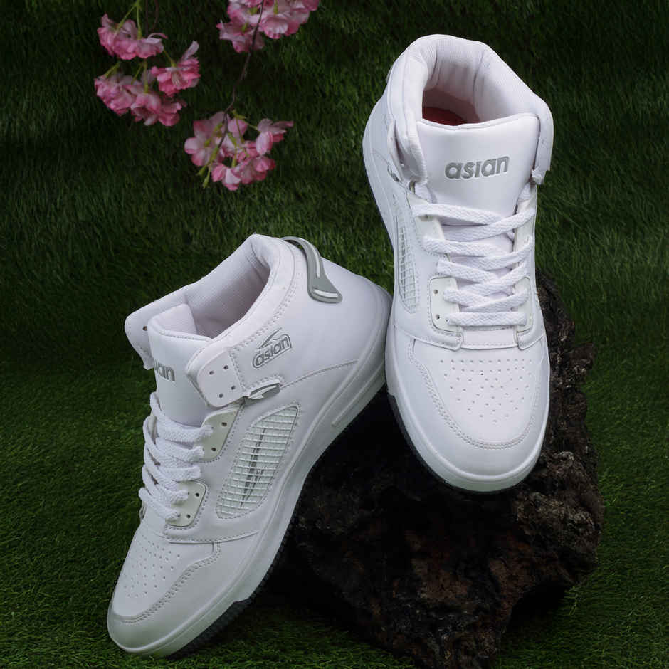 Asian Carnival-01 Hightop Sneakers For Men Full White | UK-6