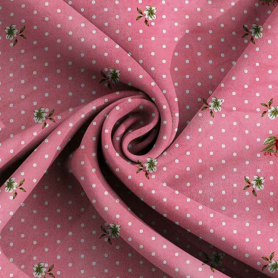 BAY6 120 GSM Dotted Print Double Bedsheet with 2 Pillow Covers | 220 x 240 cm - White and Pink