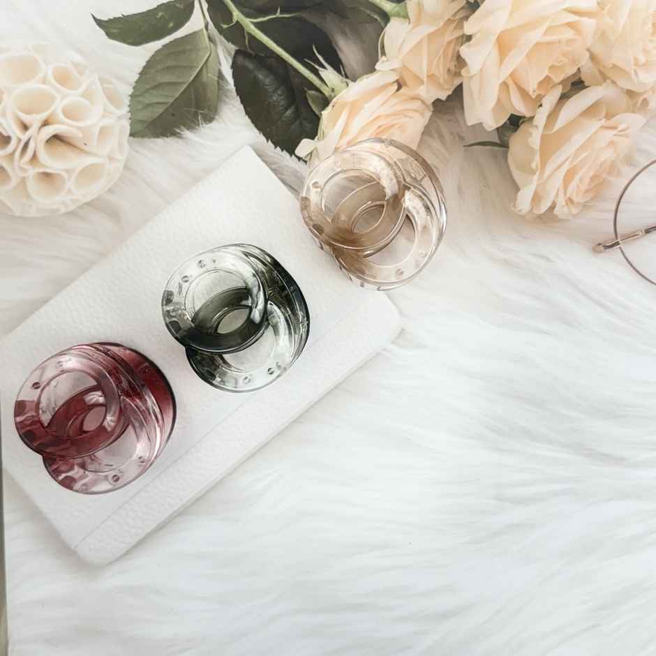 The Opal Factory | Circle On Circle Claw Clips for Girls and Women | Set of 3 | Medium |Glossy