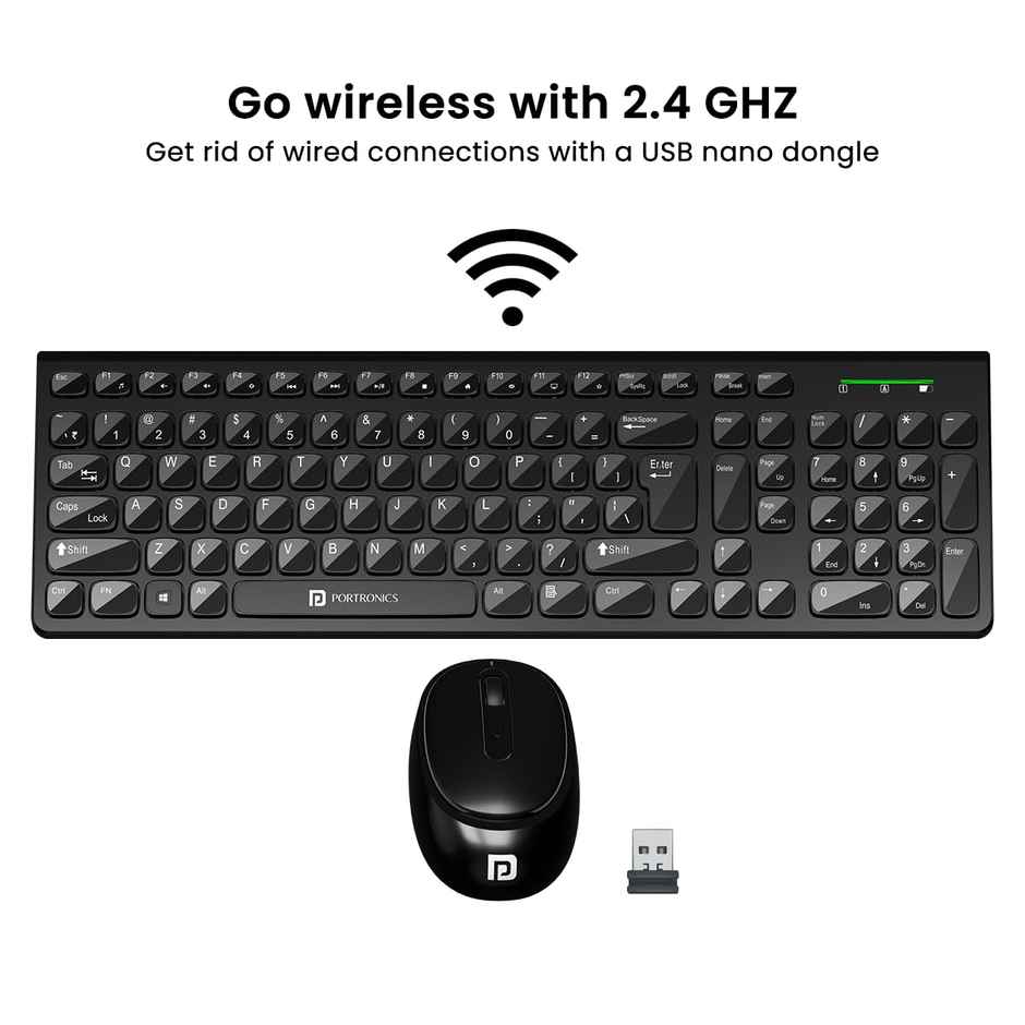 Portronics Wireless Keyboard & Mouse Combo(Black)