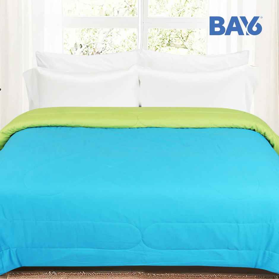 BAY6 Double Bed Reversible Comforter | Green & Sky Blue | 220 x 240 cm