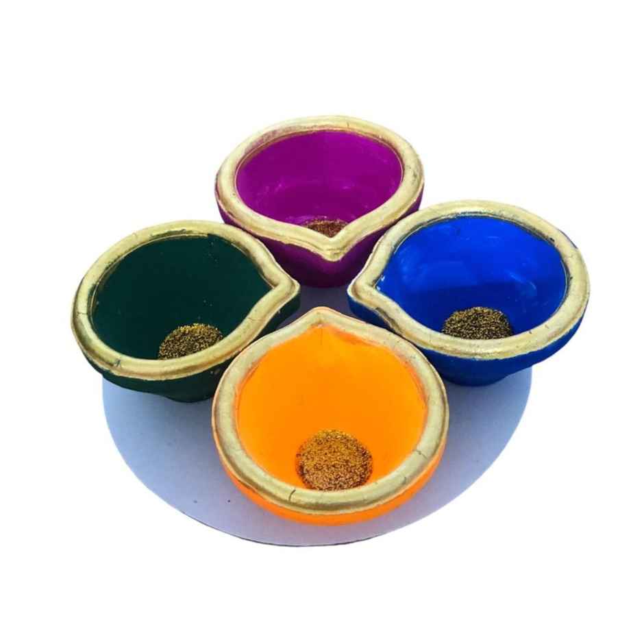 Kunj Gifting Diya | Pack Of 4 | Designer Clay Diya | Skilsy Handicrafts