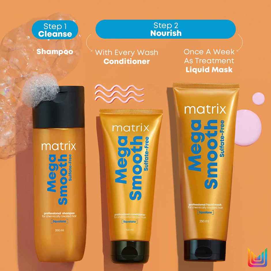 Matrix Mega Smooth Sulfate-Free Shampoo with Squalene For Bond Repair | 7X Smoother Hair