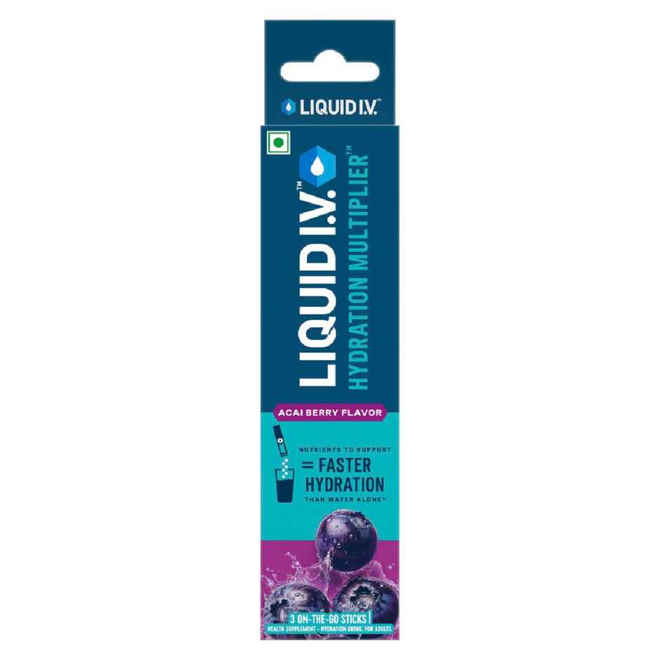 Liquid I.V.Hydration Multiplier-Acai Berry |3 Sticks - 1.5 Ltrs|Hydration Drink Mix