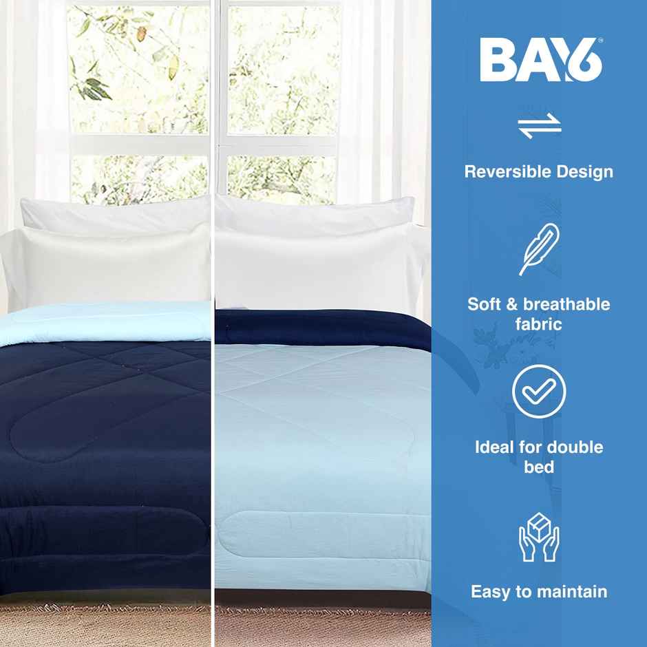 BAY6 Double Bed Reversible Comforter - Blue | 220 x 240 cm