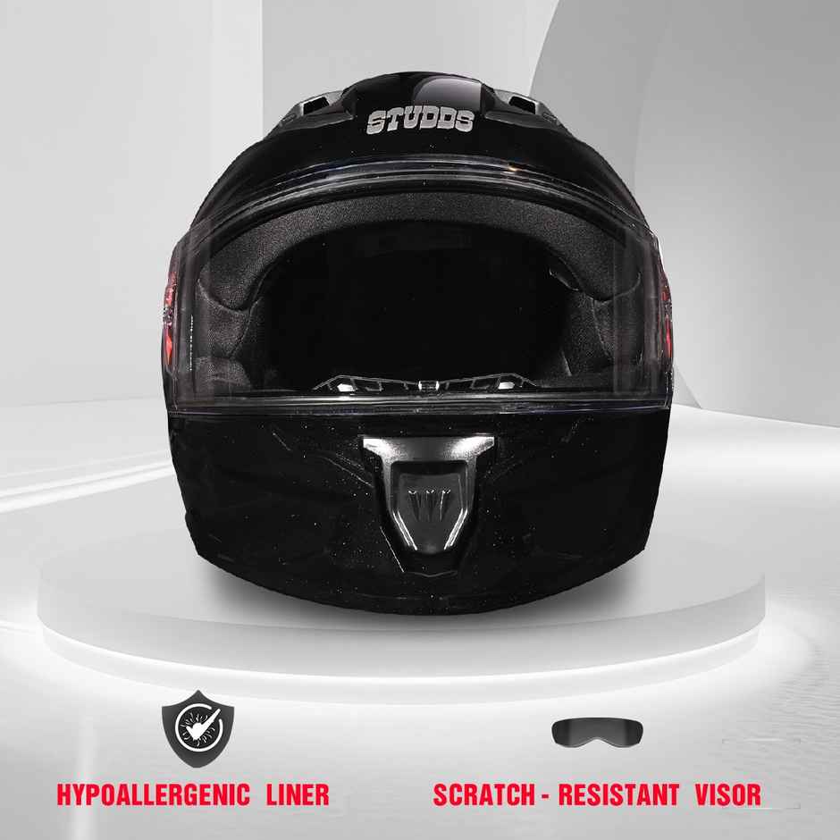 Studds Raider Super Isi Certified Full Face Helmet For Men And Women With Spoiler Visor (Black - L)