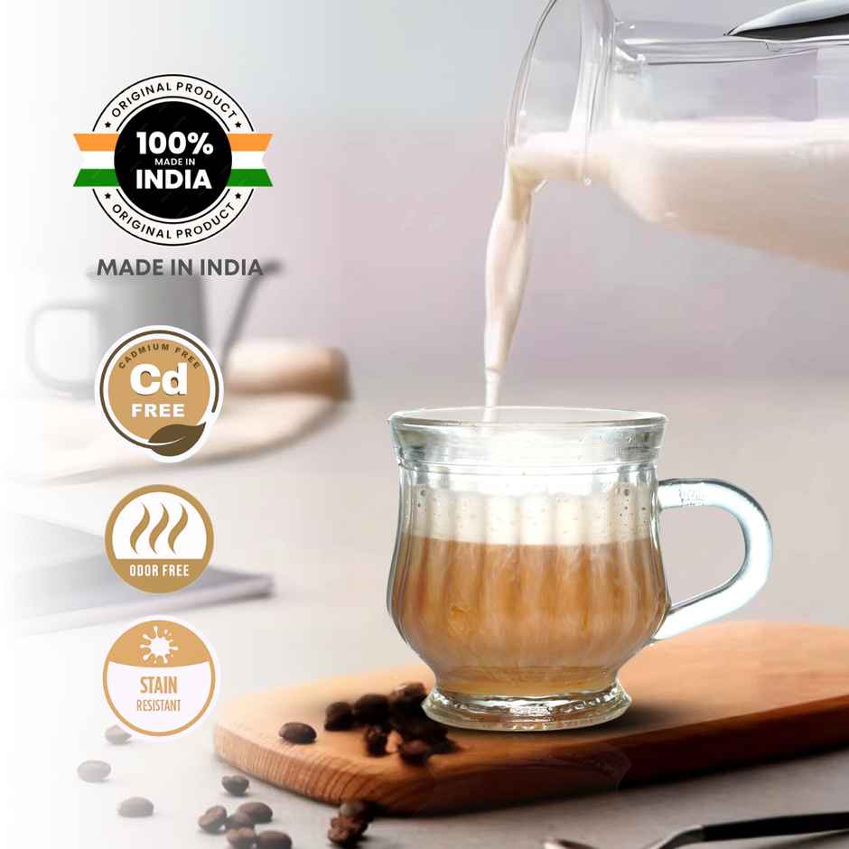 YERA GLASSWARE Comfort 6 pcs Glass Tea/Coffee/Green Tea Cup Set | 120 ml Each