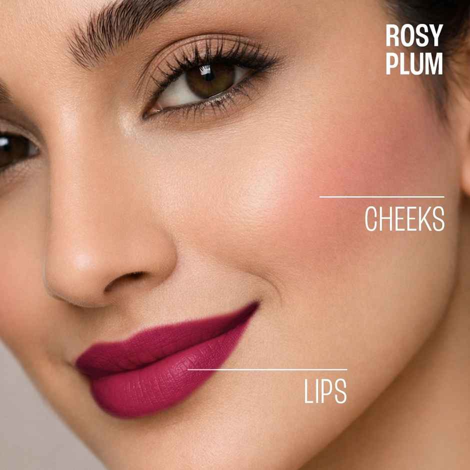 Lakme Double Duty Lip & Cheek Mousse Matte Lipstick & Soft Blush, Rosy Plum