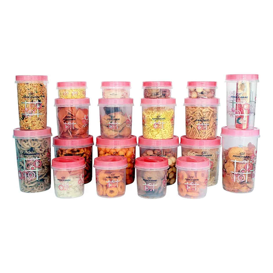 Princeware Twister Combo Plastic MuLiteri Utility Container Set 20-pieces Printed- Pink