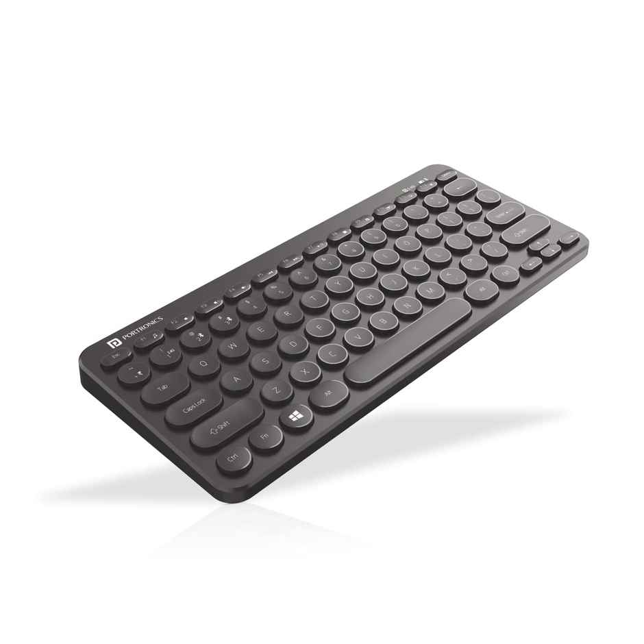 Portronics Bubble Multimedia Wireless Keyboard 2.4 GHz & Bluetooth 5.0 Connectivity, Noiseless Experience, Compact Size for iOS iPad Air, Pro, Mini, Android, Windows Tablets PC Smartphone - Black