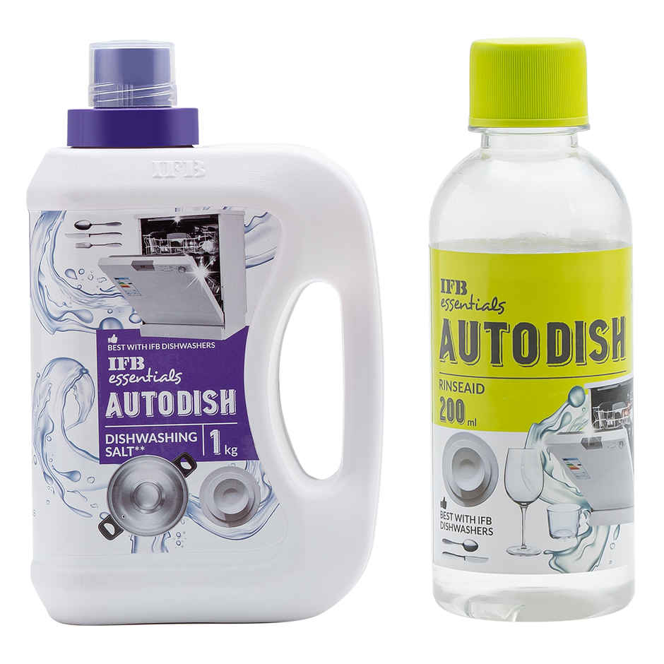 Ifb Essentials Autodish - Dishwashing Salt (1kg) & Ifb Essentials Autodish - Rinse Aid (200ml) Combo 