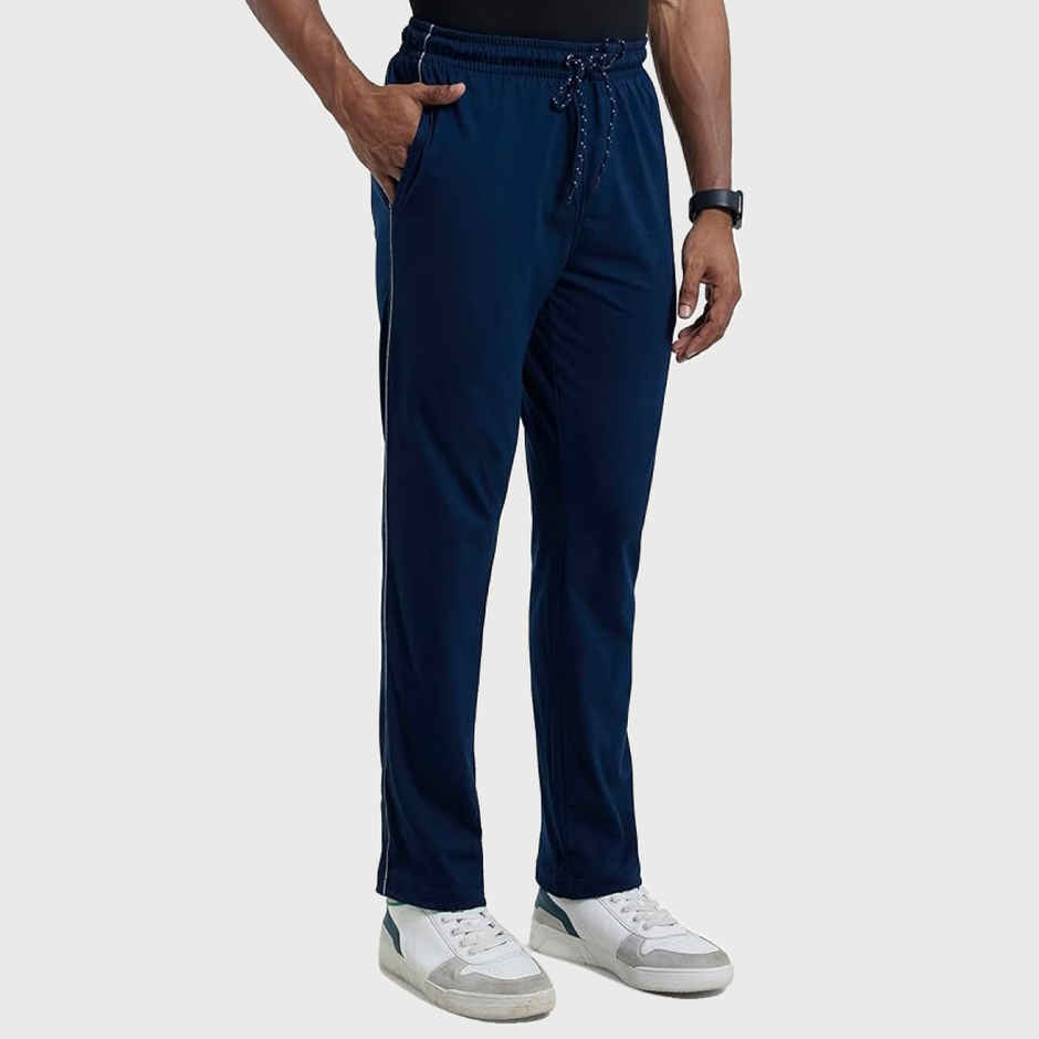 Jockey 9500 Men's Super Combed Cotton Rich Trackpants|Regular Fit|Side Pockets | Navy/Grey Mel-L