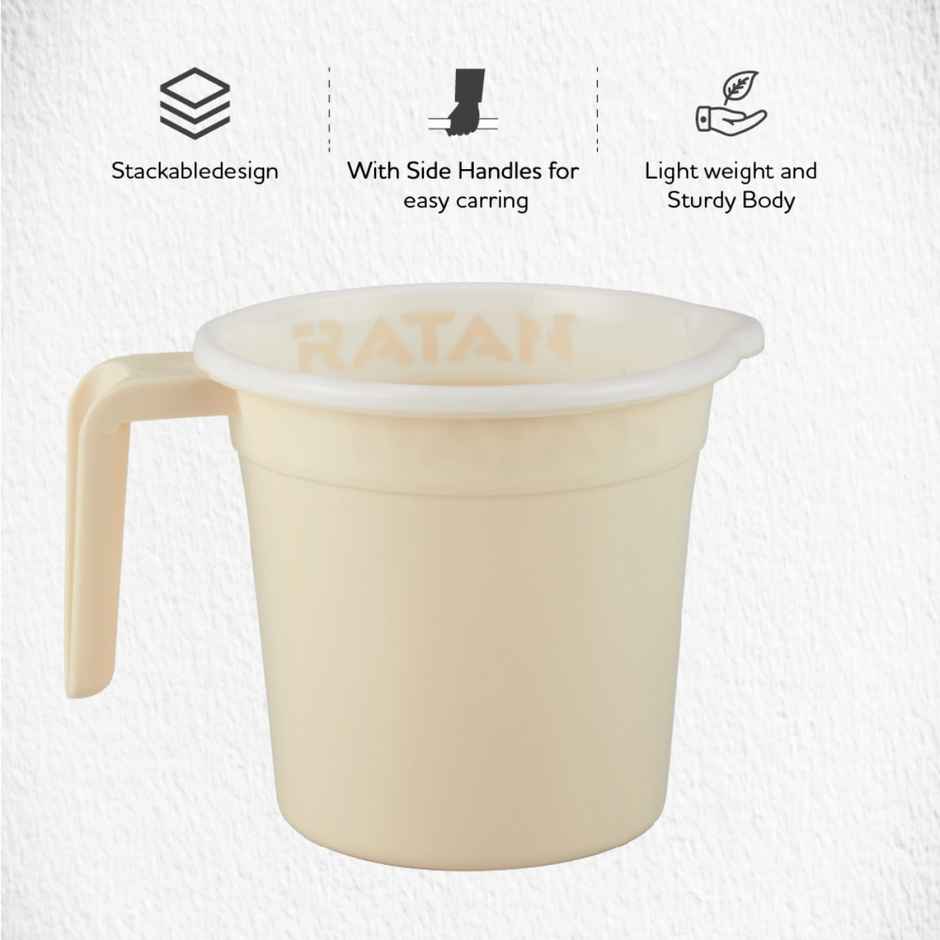 Ratan Plasticware Gloria Bath Mug | 1.5 L | Twist Beige | Pack Of 1