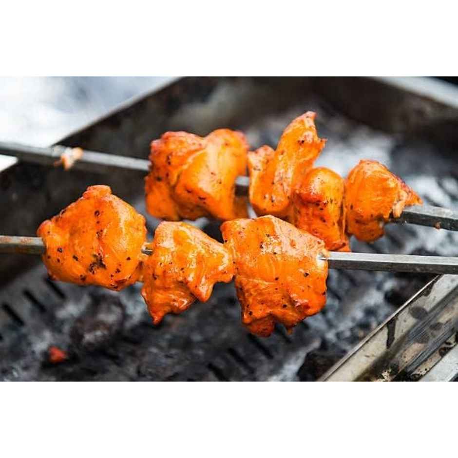 Chefman Skewers | Stainless Steel BBQ Sticks with Wooden Handles | Reusable Set of 4 for Grilling