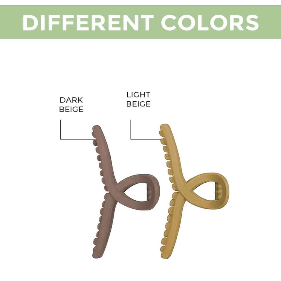 Prolume T-Shape Claw Clips Hair Accessories For Women/Girl | Light Beige | Dark Beige