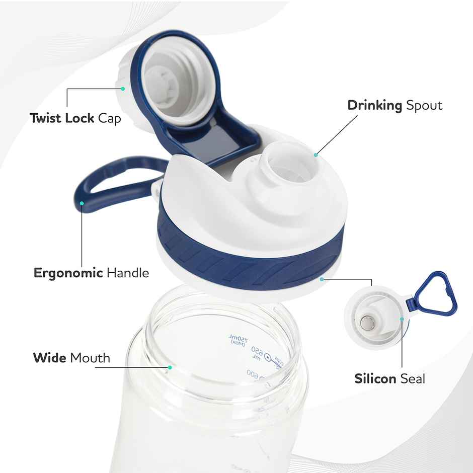 Kolorr Zest+ 750 ml Bottle | Blue & White | Ideal for Travel & Everyday Hydration