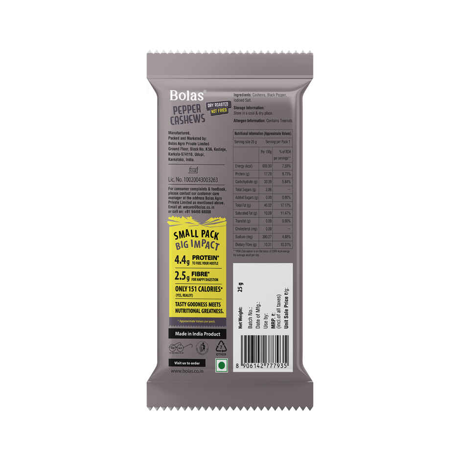 Bolas Pepper Cashews | Flavoured Nut Snack