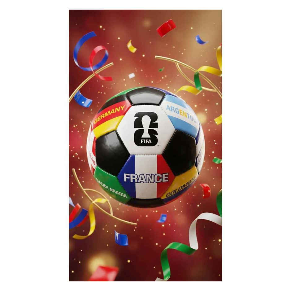 FIFA World Cup 2026 Official Licensed Football | Size 5 | PP | Multi Flag | Black