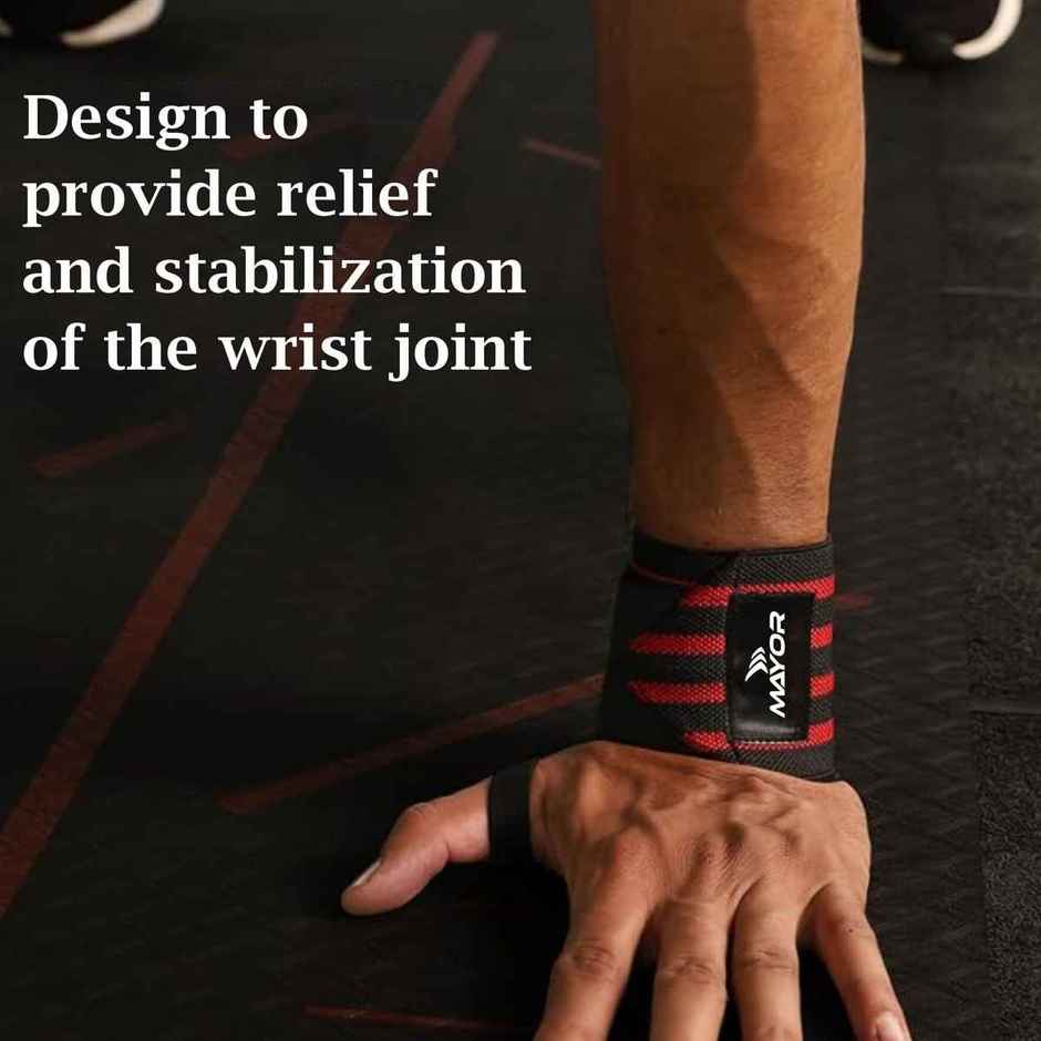 Mayor Secure Cotton Wrist Supporter For Gym Men And Women (Red, Free Size)