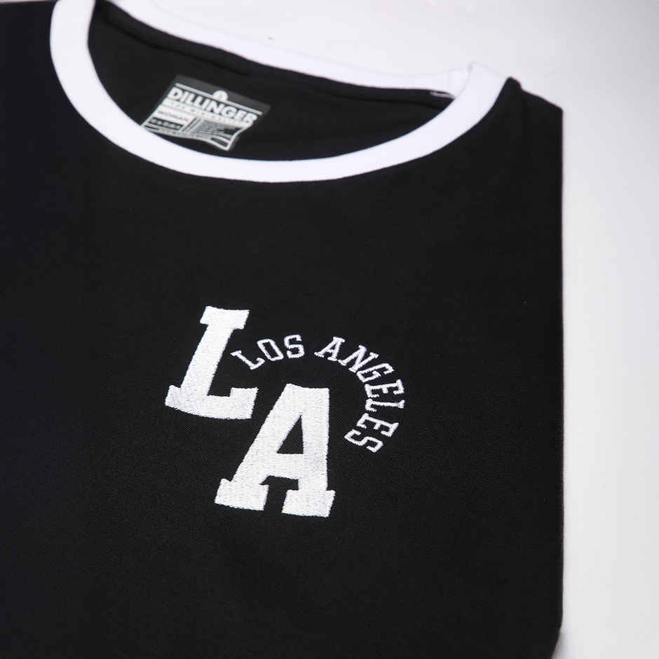 Dillinger Women's Short Sleeve Boxy Regular Varsity Embroidery T-shirt | Black - XL