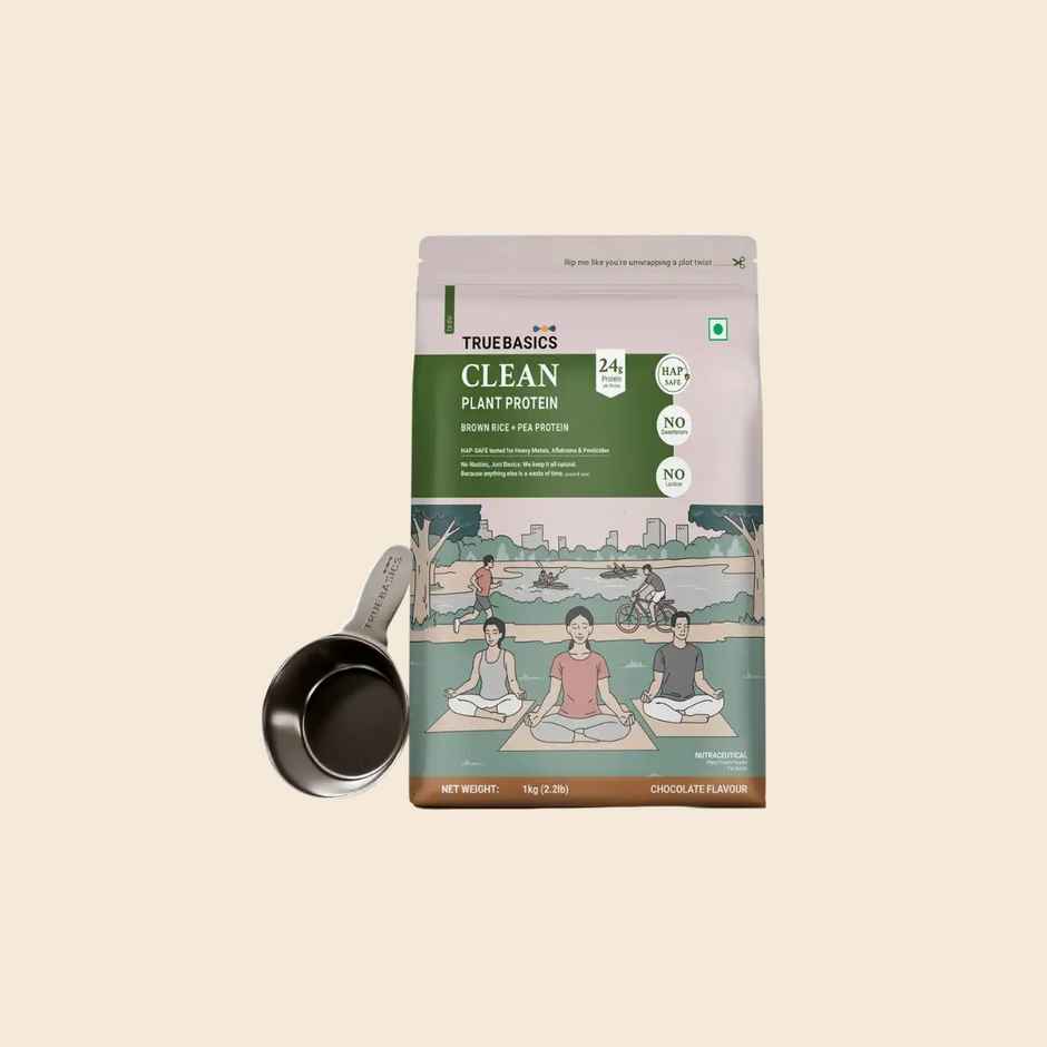 TrueBasics Clean Plant Protein Powder Brown Rice + Pea Protein (Chocolate)
