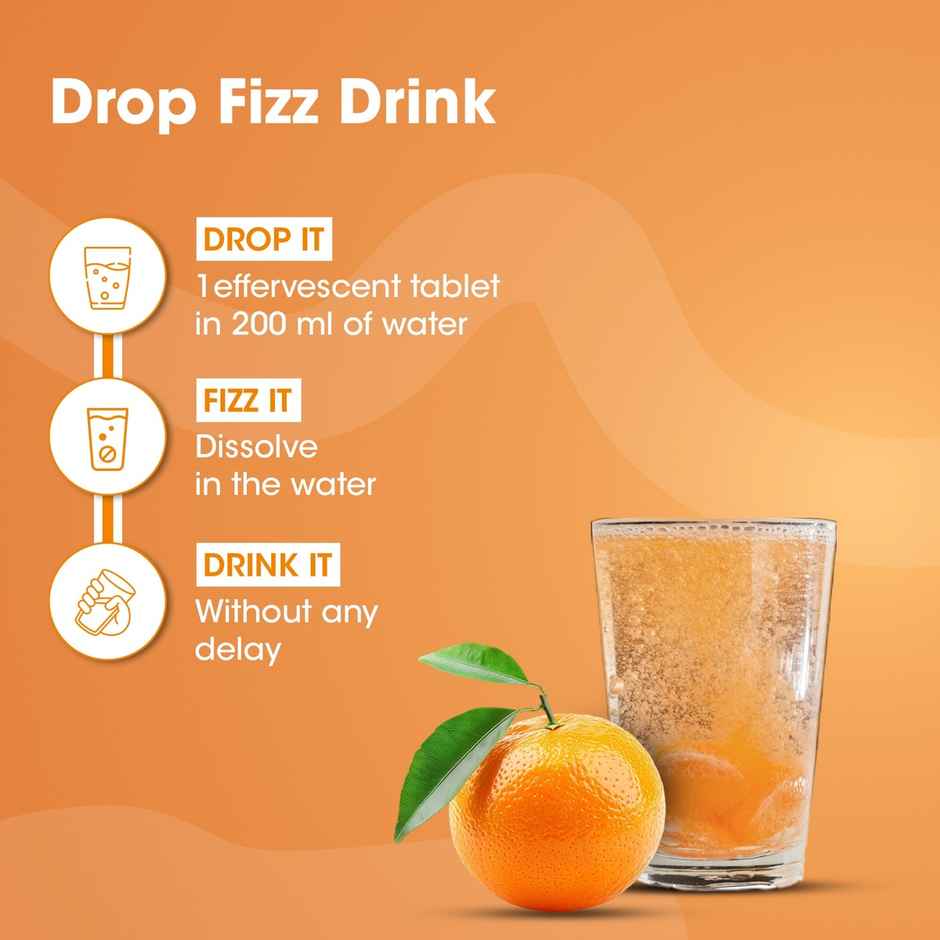 Og Wellness Vitamin C, Amla & Zinc Effervescent Tablets - Vitamin C, Orange Flavor - 15 Pcs