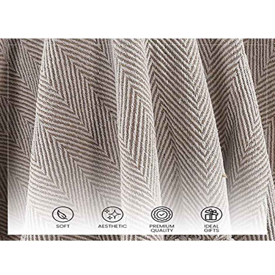 Sashaa World Spring-Hued Chevron Throw- Grey