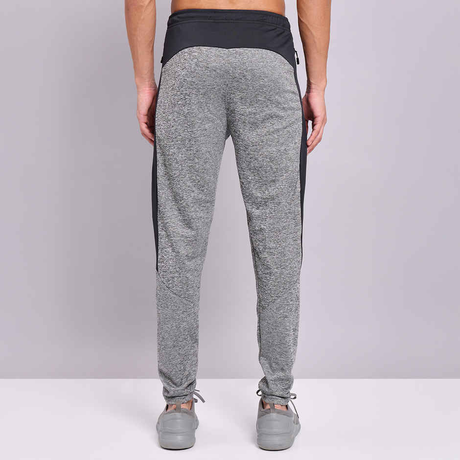 Technosport Men Poly Melange Slim Fit Sports Trackpants with TECHNO DRY | Black Melange | L