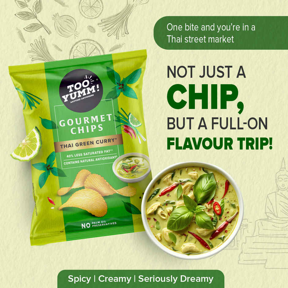 Too Yumm! Thai Green Curry Flavour Potato Chips | Premium Gourmet | No Palm Oil