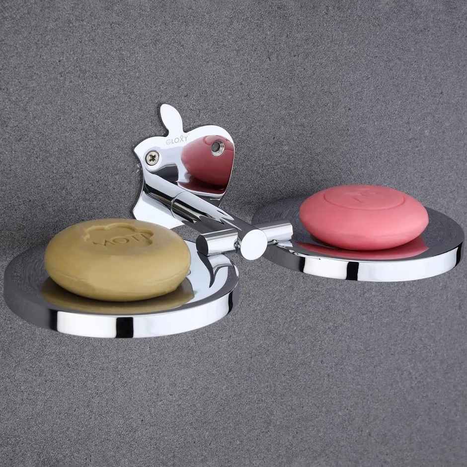Gloxy Stainless Steel Double Soap Dish | Rust Proof Soap Stand | Bathroom Accessories SS304