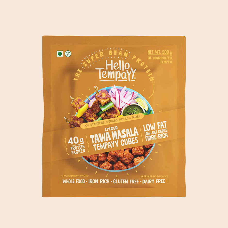 Hello Tempayy 40g Protein Masala Tempeh Cubes |Low Fat & High Fibre