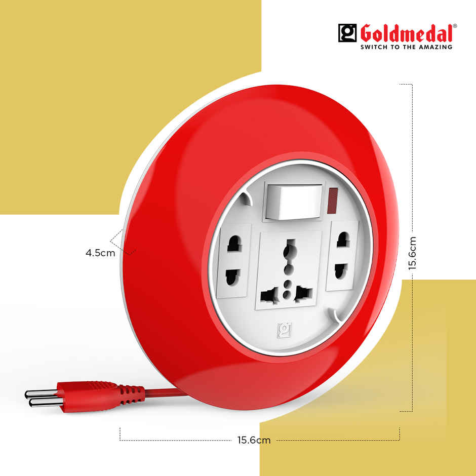 Goldmedal G-Dial 2 Pin Plug 5-Meter Extension Cord | Ultra-Smooth Rotation Extension Board